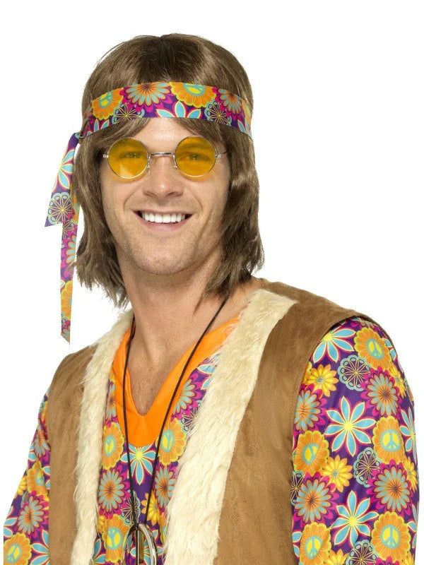 Gafas Redondas de Hippie Amarillas Complementos Hippies Smiffys